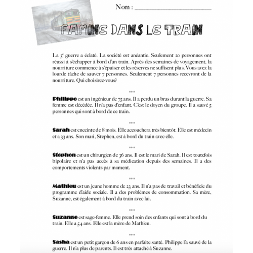 La famine dans le train