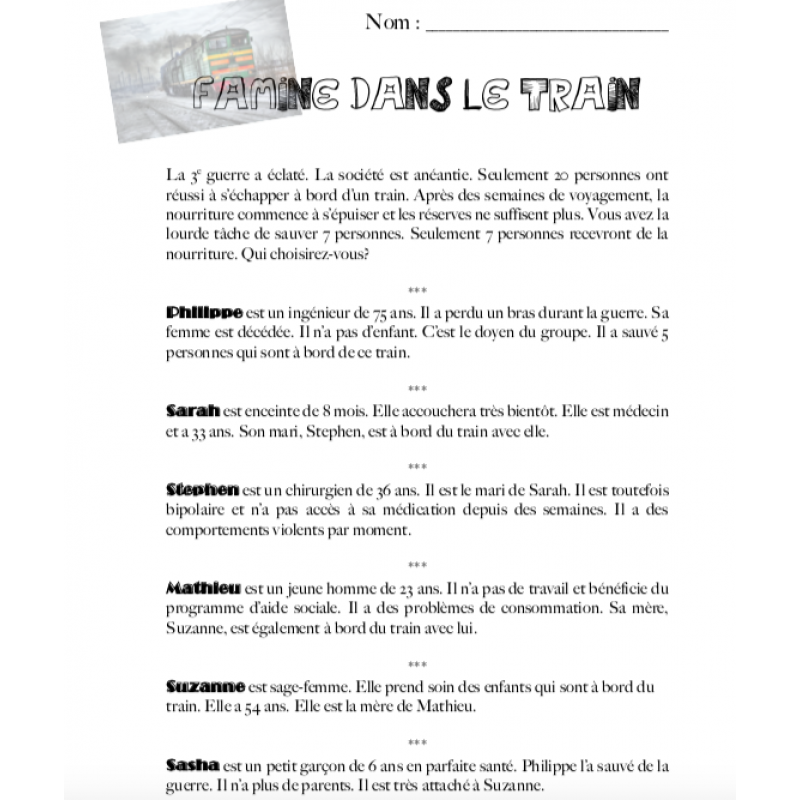 La famine dans le train