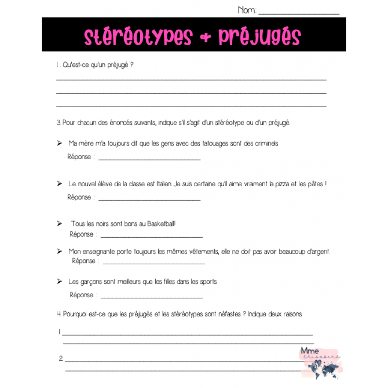 Stéréotypes ou préjugés?