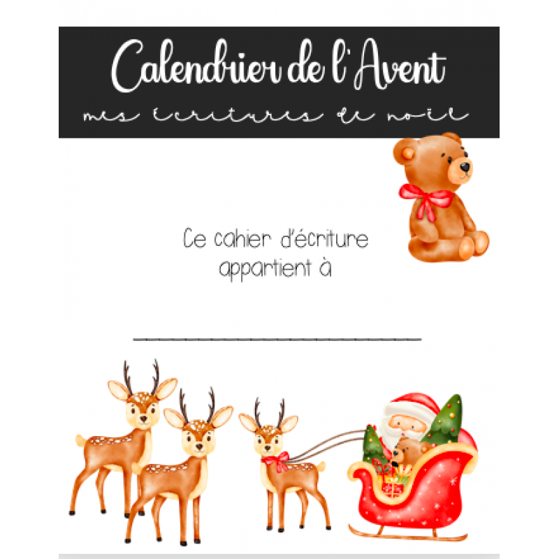 Cahier d'écriture décembre