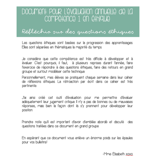 Compétence 1 en éthique