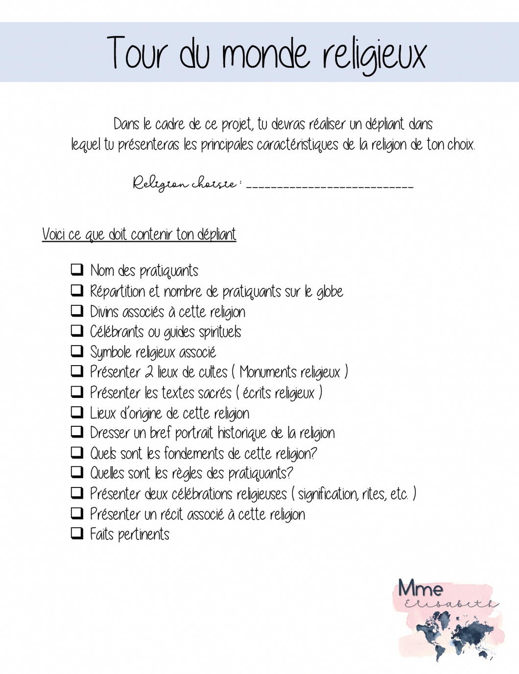 Tour du monde religieux