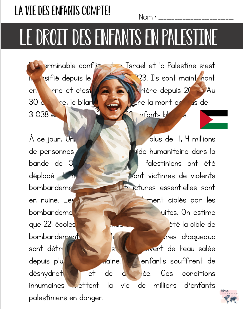 Le droit des enfants en Palestine