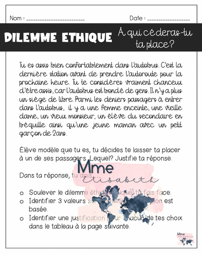 Dilemme éthique : À qui céderas-tu ta place ?