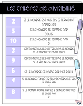 Charger l&#39;image dans la galerie, Critères de divisibilité