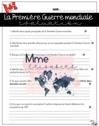 Évaluations US 6e année